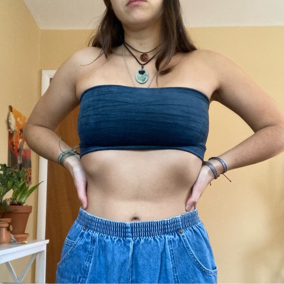 Dark blue velvet tube top bandeau - Picture 4 of 4